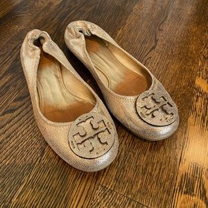 Tory Burch gold flats